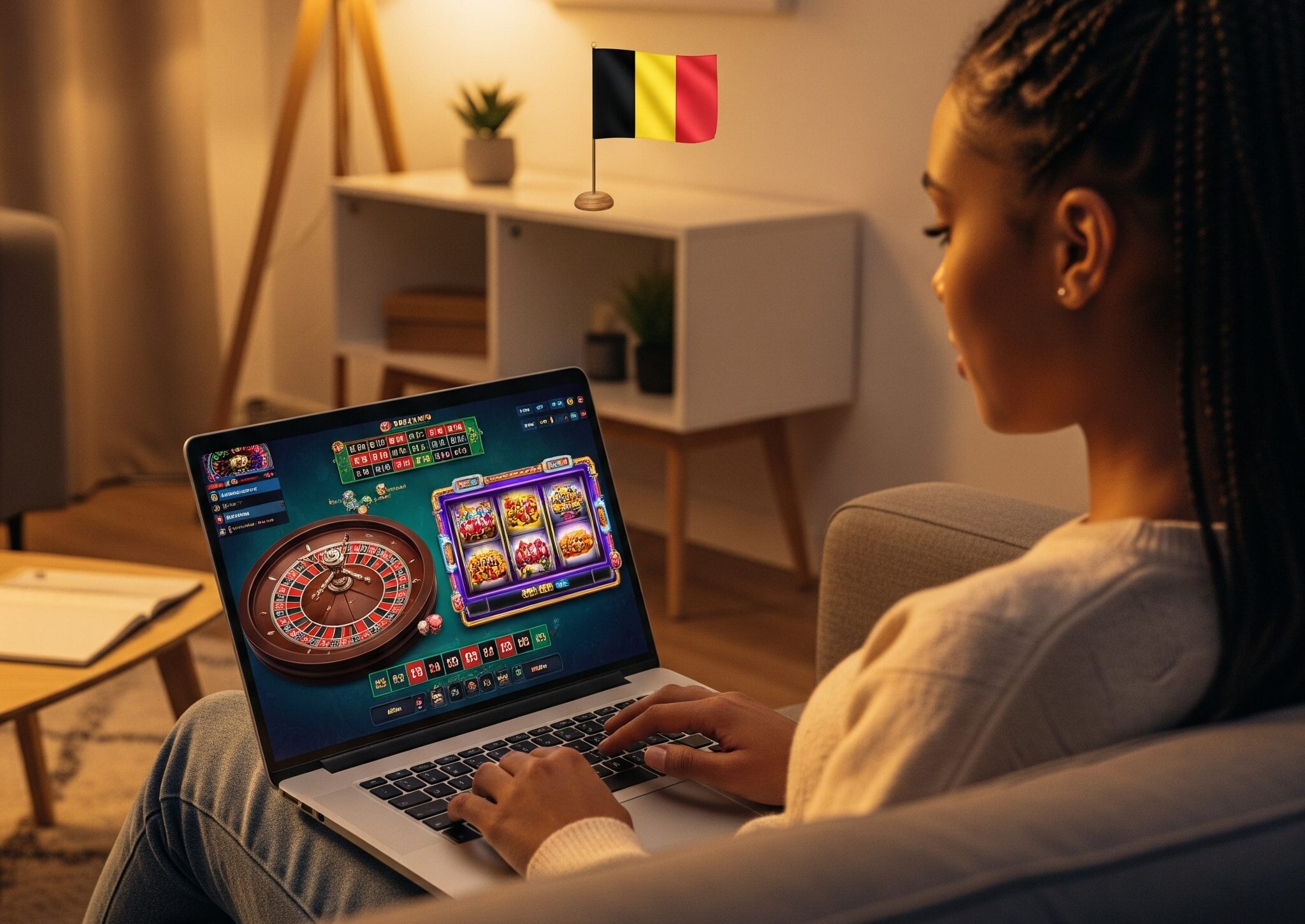 A girl playing casino online
